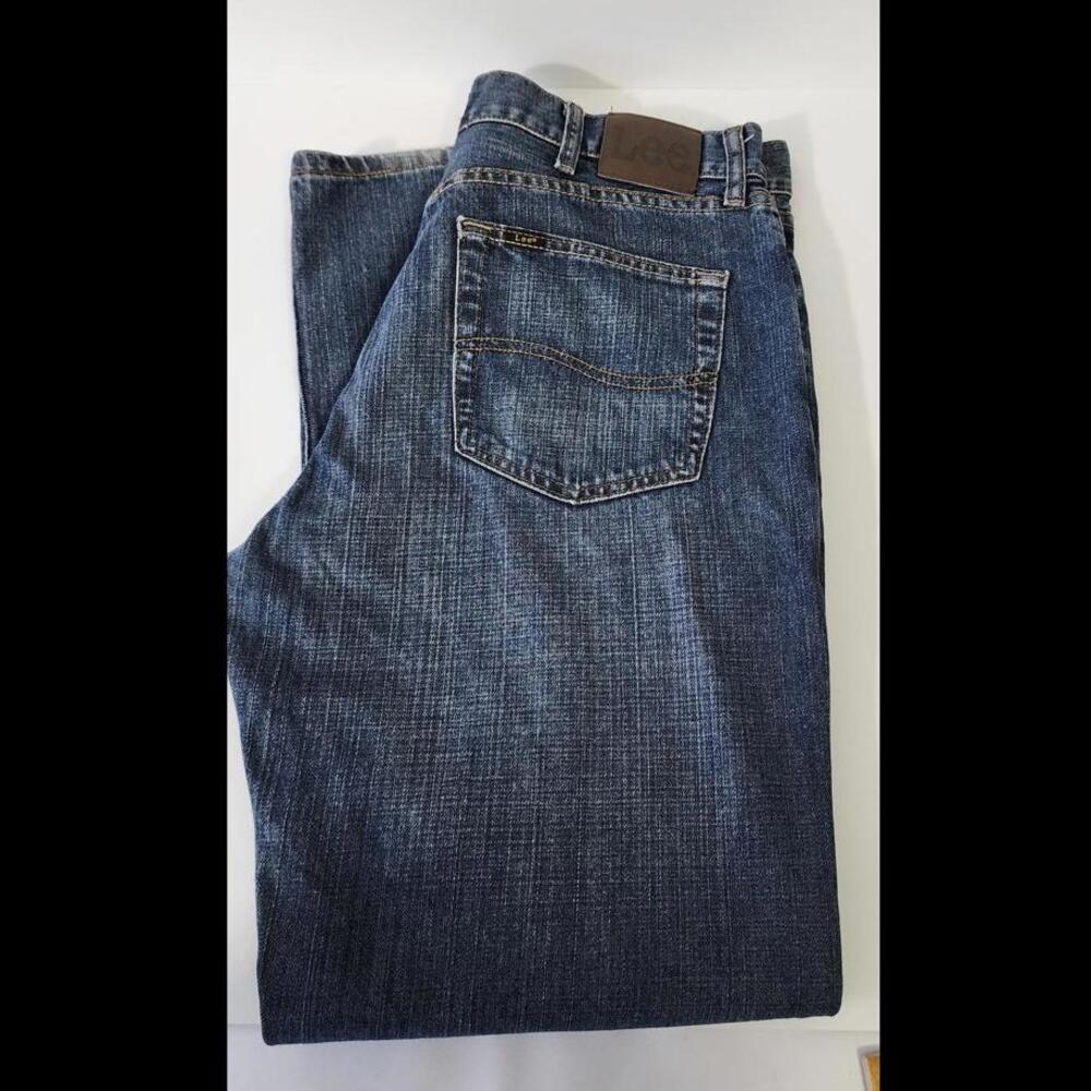 Lee Men's 34x30 Classic Straight Leg Jeans - Vintage Blue Denim